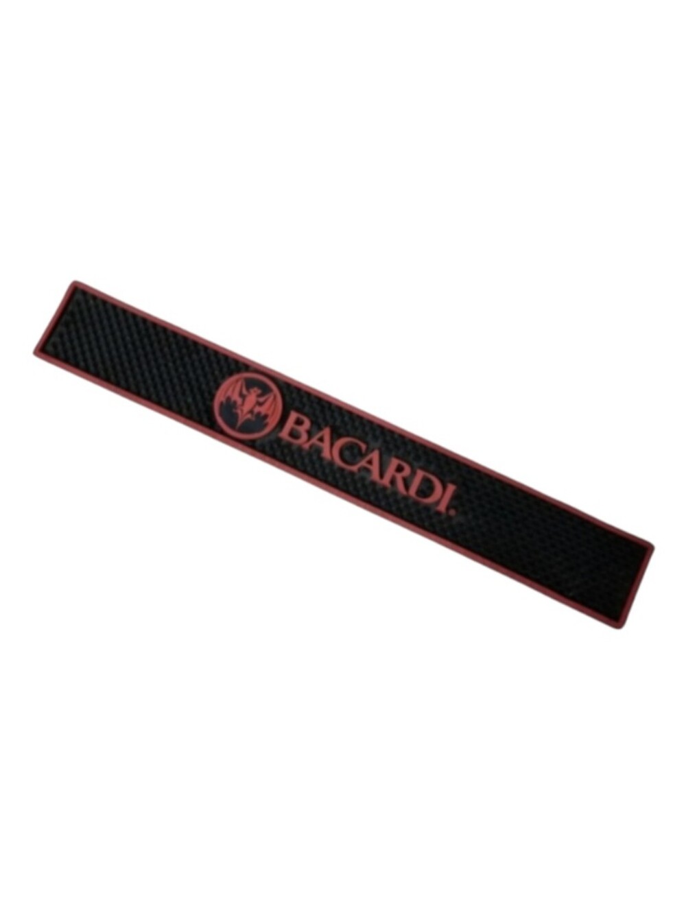 Commercial Grade Bacardi Rum Logo Black & Red Spill Matt Bar Rail Anchor